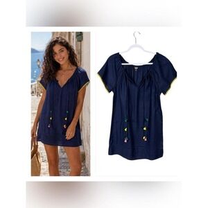 J Crew Linen Cotton Dress Size XS Bohemian Beachy Coastal Euro Summer Nautical